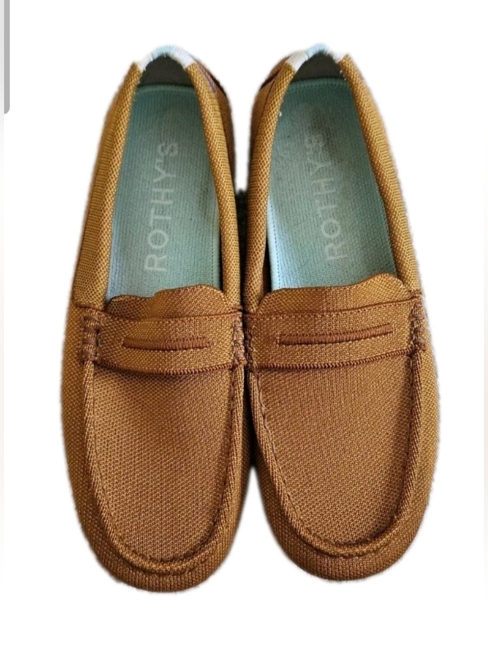 Rothy’s Driver Loafers Cognac Knit Slip On Womens 8 Minimalist Comfort.